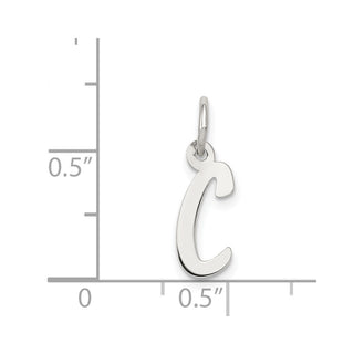 Sterling Silver Rhodium-plated Small Initial C Charm