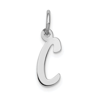 Sterling Silver Rhodium-plated Small Initial C Charm