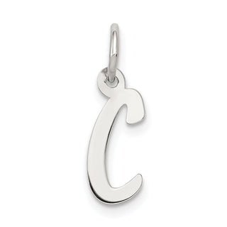 Sterling Silver Rhodium-plated Small Initial C Charm