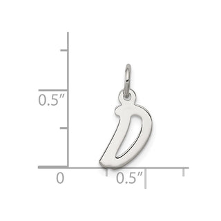 Sterling Silver Rhodium-plated Small Initial D Charm