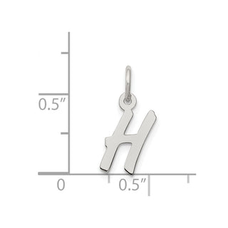 Sterling Silver Rhodium-plated Small Initial H Charm