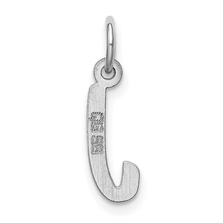 Sterling Silver Rhodium-plated Small Initial J Charm