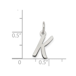 Sterling Silver Rhodium-plated Small Initial K Charm