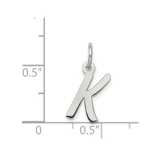 Sterling Silver Rhodium-plated Small Initial K Charm