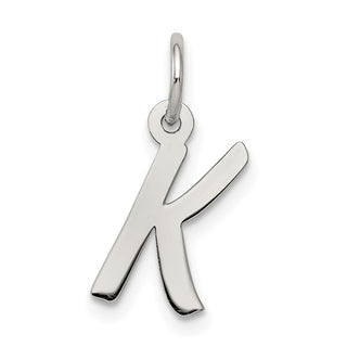 Sterling Silver Rhodium-plated Small Initial K Charm