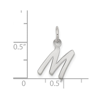 Sterling Silver Rhodium-plated Small Initial M Charm