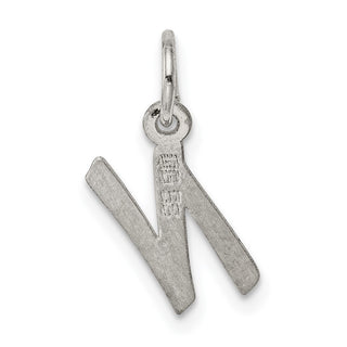 Sterling Silver Rhodium-plated Small Initial N Charm