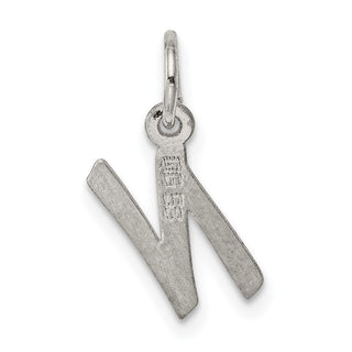 Sterling Silver Rhodium-plated Small Initial N Charm