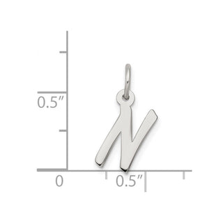 Sterling Silver Rhodium-plated Small Initial N Charm