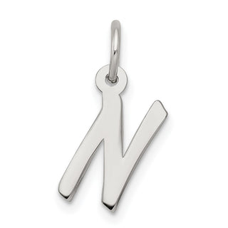 Sterling Silver Rhodium-plated Small Initial N Charm