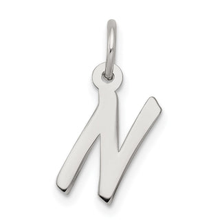 Sterling Silver Rhodium-plated Small Initial N Charm