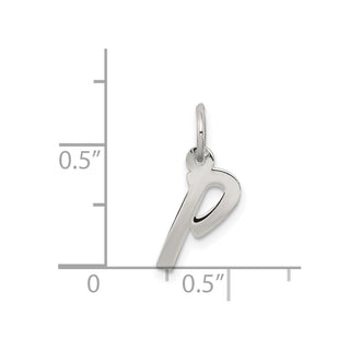 Sterling Silver Rhodium-plated Small Initial P Charm