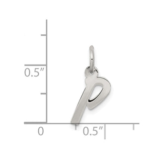 Sterling Silver Rhodium-plated Small Initial P Charm