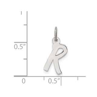 Sterling Silver Rhodium-plated Small Initial R Charm