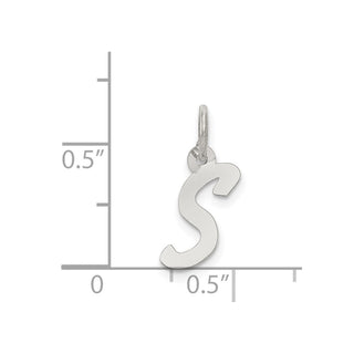 Sterling Silver Rhodium-plated Small Initial S Charm