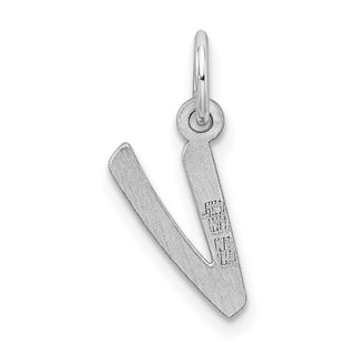 Sterling Silver Rhodium-plated Small Initial V Charm