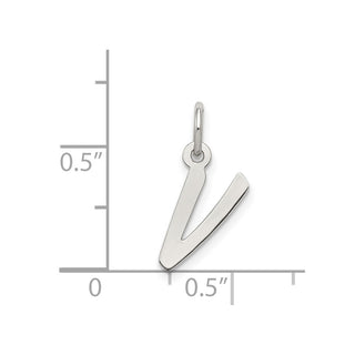 Sterling Silver Rhodium-plated Small Initial V Charm
