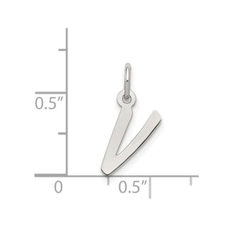 Sterling Silver Rhodium-plated Small Initial V Charm