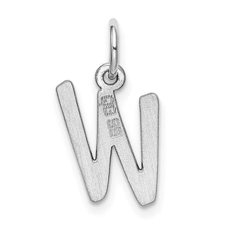 Sterling Silver Rhodium-plated Small Initial W Charm