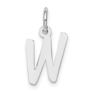 Sterling Silver Rhodium-plated Small Initial W Charm
