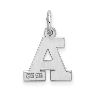 Sterling Silver Rhodium-plated Small Block Initial A Charm