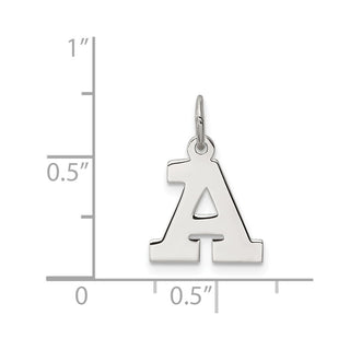 Sterling Silver Rhodium-plated Small Block Initial A Charm