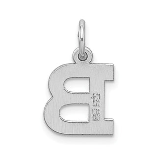 Sterling Silver Rhodium-plated Small Block Initial B Charm