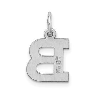Sterling Silver Rhodium-plated Small Block Initial B Charm