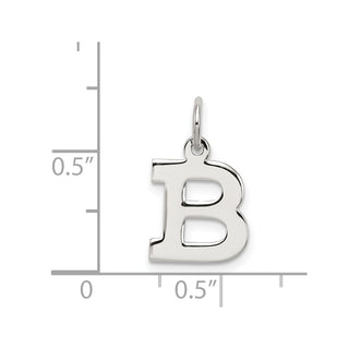 Sterling Silver Rhodium-plated Small Block Initial B Charm