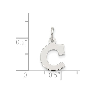 Sterling Silver Rhodium-plated Small Block Initial C Charm