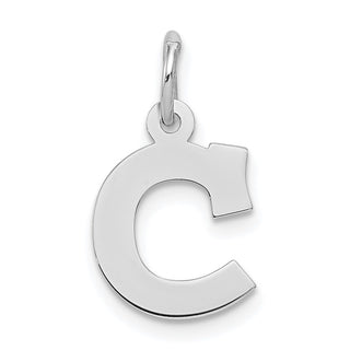 Sterling Silver Rhodium-plated Small Block Initial C Charm