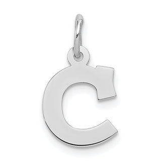 Sterling Silver Rhodium-plated Small Block Initial C Charm