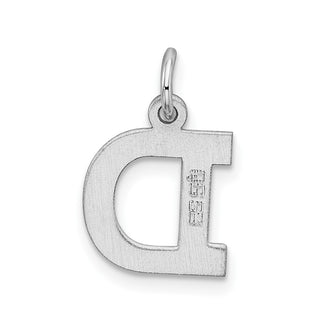 Sterling Silver Rhodium-plated Small Block Initial D Charm
