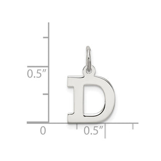 Sterling Silver Rhodium-plated Small Block Initial D Charm