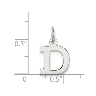 Sterling Silver Rhodium-plated Small Block Initial D Charm