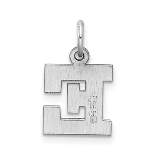 Sterling Silver Rhodium-plated Small Block Initial E Charm