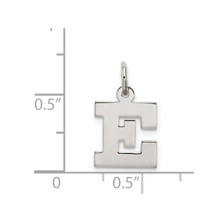 Sterling Silver Rhodium-plated Small Block Initial E Charm