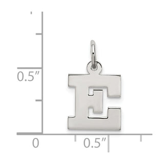 Sterling Silver Rhodium-plated Small Block Initial E Charm