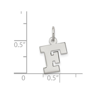 Sterling Silver Rhodium-plated Small Block Initial F Charm