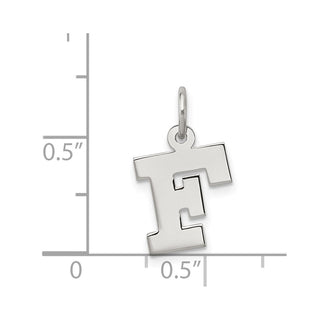 Sterling Silver Rhodium-plated Small Block Initial F Charm
