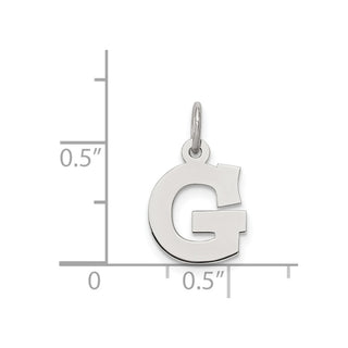 Sterling Silver Rhodium-plated Small Block Initial G Charm
