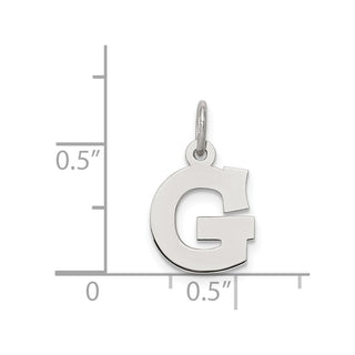 Sterling Silver Rhodium-plated Small Block Initial G Charm