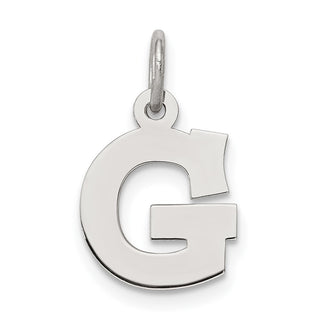 Sterling Silver Rhodium-plated Small Block Initial G Charm