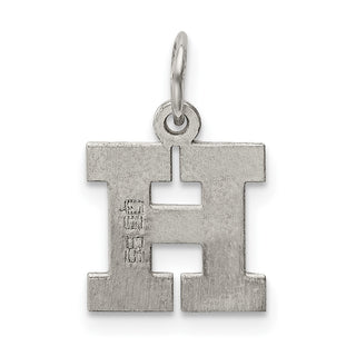 Sterling Silver Rhodium-plated Small Block Initial H Charm