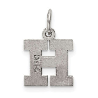 Sterling Silver Rhodium-plated Small Block Initial H Charm