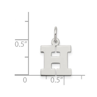 Sterling Silver Rhodium-plated Small Block Initial H Charm