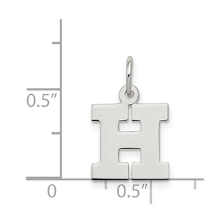Sterling Silver Rhodium-plated Small Block Initial H Charm