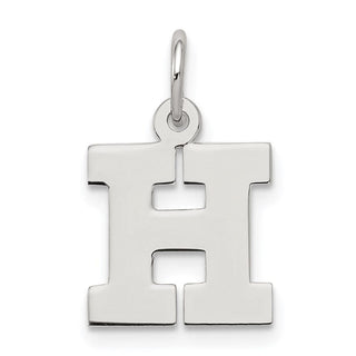 Sterling Silver Rhodium-plated Small Block Initial H Charm