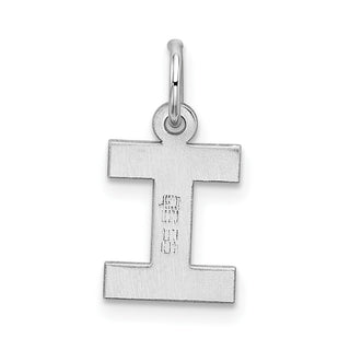 Sterling Silver Rhodium-plated Small Block Initial I Charm