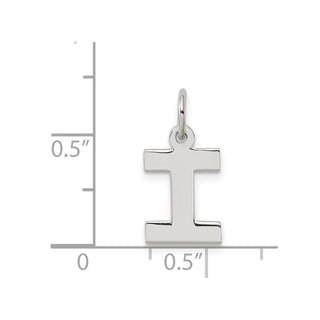 Sterling Silver Rhodium-plated Small Block Initial I Charm